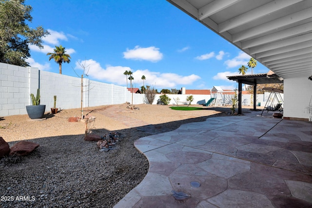 view of patio / terrace featuring a playground