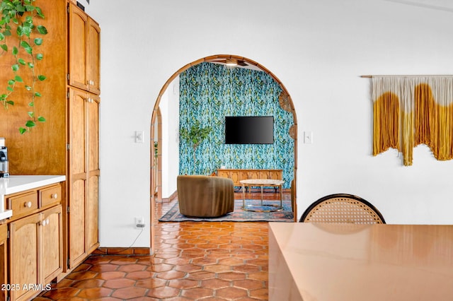 view of tiled living room