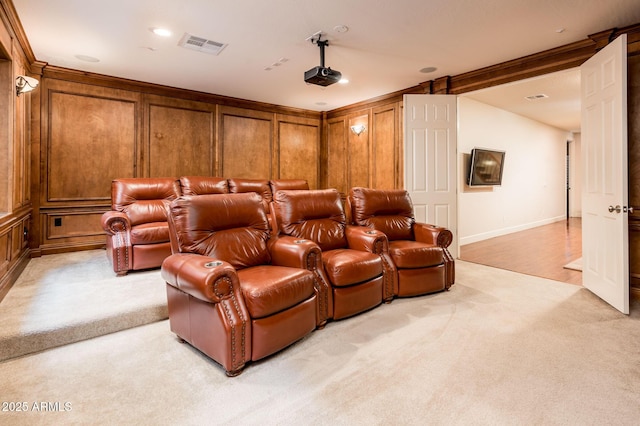 view of carpeted home theater