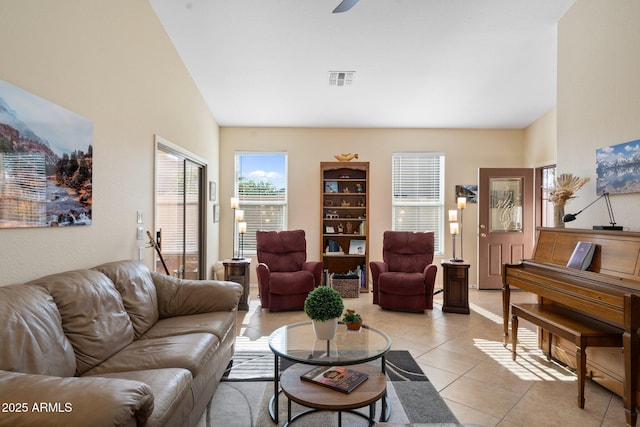 view of tiled living room