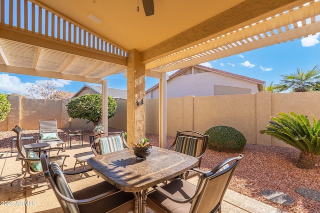 view of patio featuring a pergola