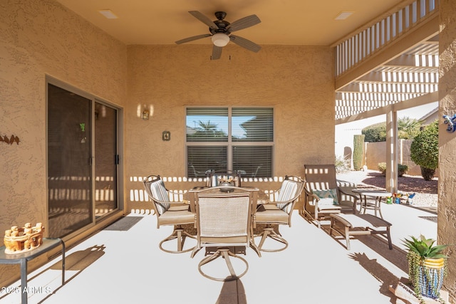 view of patio with a pergola and ceiling fan