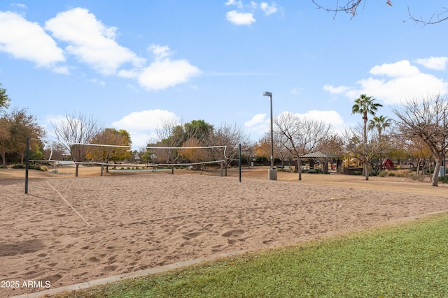 view of community featuring a gazebo and volleyball court