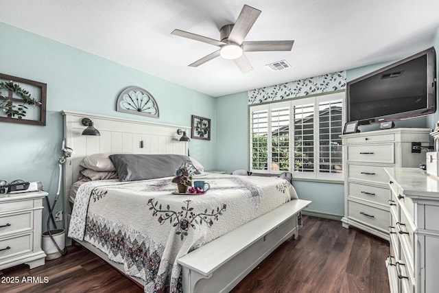 3755 E Hazeltine Way, Chandler, AZ 85249 - bedroom with dark wood-style flooring and a ceiling fan
