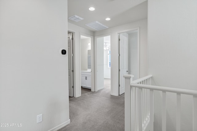 751 W Flintlock Way, Chandler, AZ 85286 - hallway with carpet, an upstairs landing, recessed lighting, and baseboards