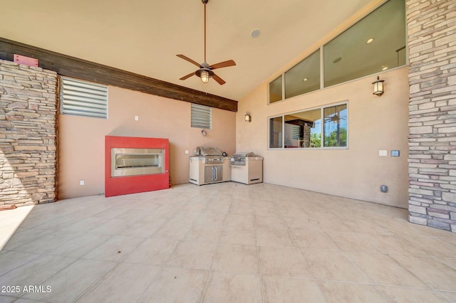 1435 E Rancho Dr, Phoenix, AZ 85014 - view of patio / terrace featuring exterior kitchen and a ceiling fan