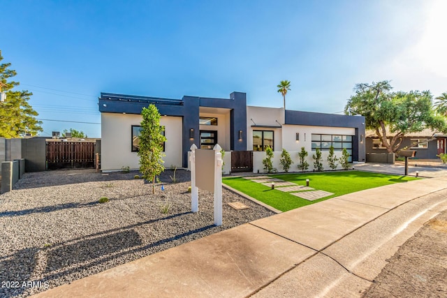 modern home featuring a garage