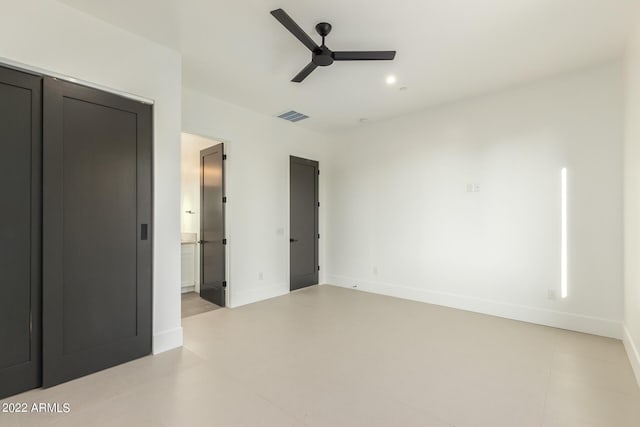 unfurnished bedroom with ceiling fan