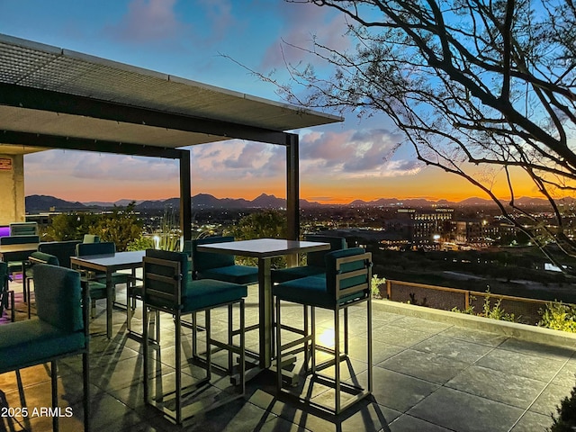 view of patio featuring a mountain view