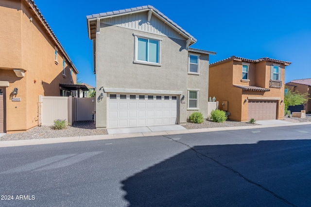 view of front of house with a garage