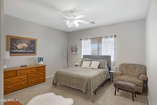 11360 E Keats Ave Unit 20, Mesa, AZ 85209 - bedroom featuring light carpet and a ceiling fan