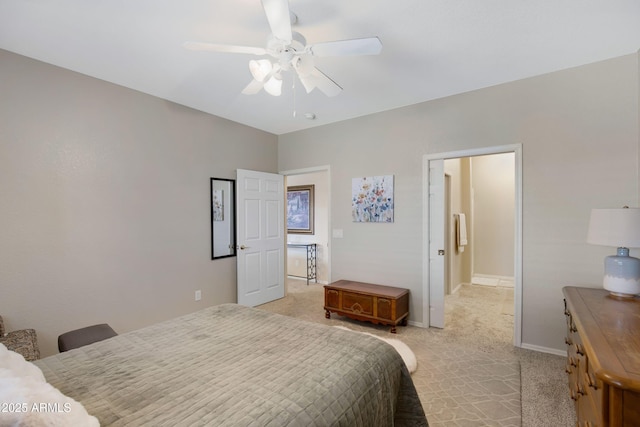 11360 E Keats Ave Unit 20, Mesa, AZ 85209 - bedroom featuring light carpet and ceiling fan