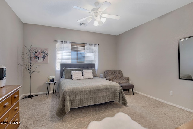 11360 E Keats Ave Unit 20, Mesa, AZ 85209 - bedroom featuring light carpet and a ceiling fan