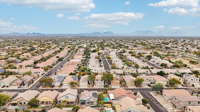 aerial view with a mountain view