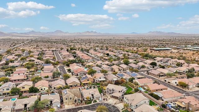 drone / aerial view featuring a mountain view