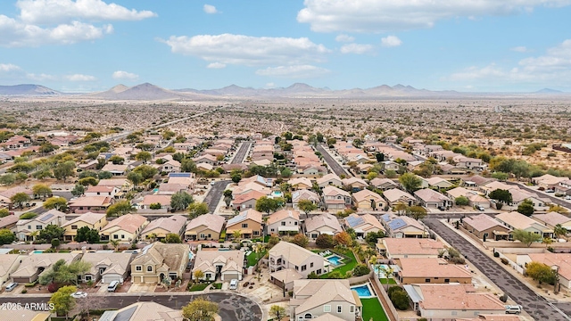 drone / aerial view with a mountain view