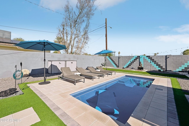 view of pool with a patio area and a fenced backyard