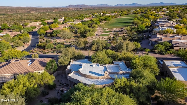 drone / aerial view with a mountain view