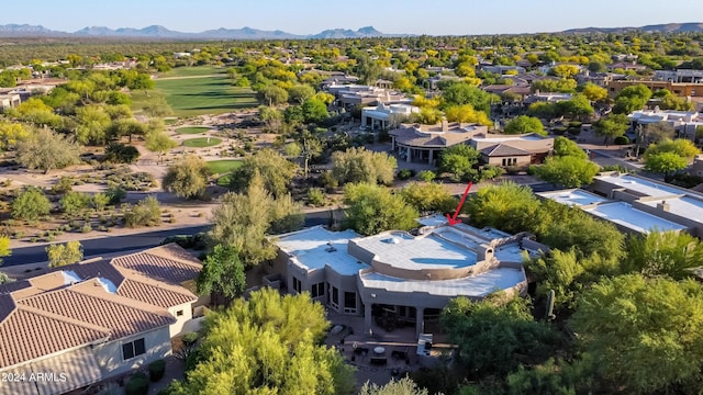 bird's eye view with a mountain view