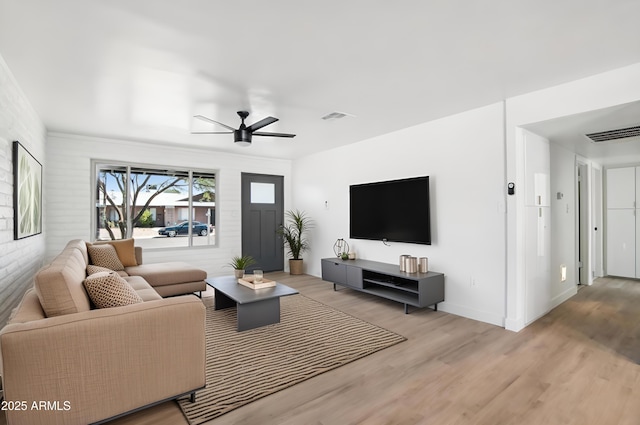 1653 E Palmcroft Dr, Tempe, AZ 85282 - living room featuring wood finished floors, a ceiling fan, and baseboards