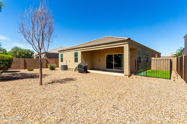 28259 N Chalcocite St, San Tan Valley, AZ 85143 - rear view of property with stucco siding, a fenced backyard, and a patio area