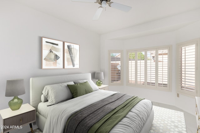 bedroom featuring ceiling fan