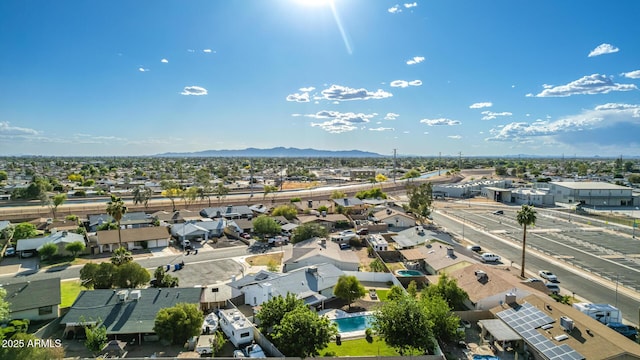 birds eye view of property featuring a residential view and a mountain view