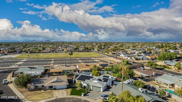 bird's eye view featuring a residential view and a mountain view