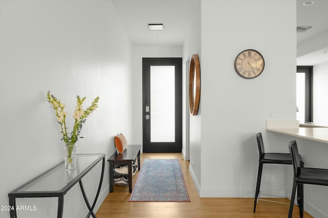 foyer with light hardwood / wood-style flooring