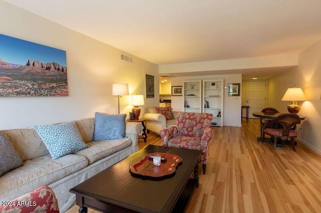 living room featuring light wood-type flooring