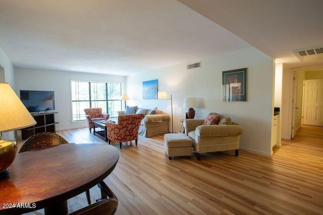 living room with light wood-type flooring