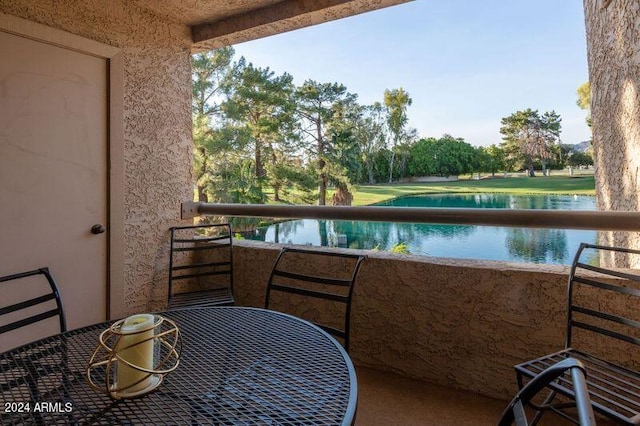 balcony with a water view