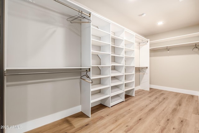 walk in closet featuring wood-type flooring