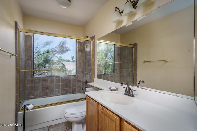 6101 E Beck Ln, Scottsdale, AZ 85254 - bathroom featuring vanity, shower / bath combination with glass door, and tile patterned flooring