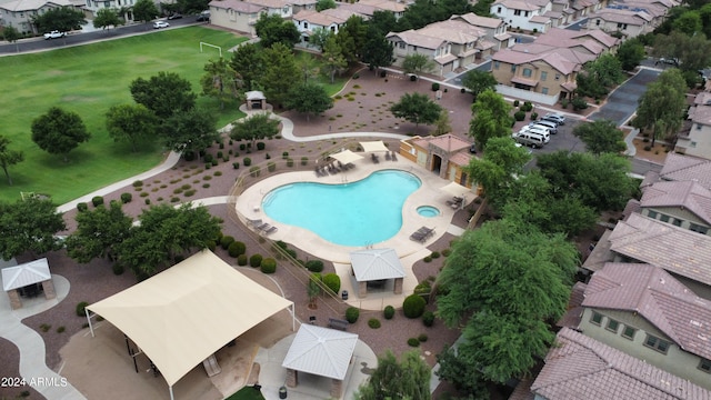 aerial view featuring a residential view