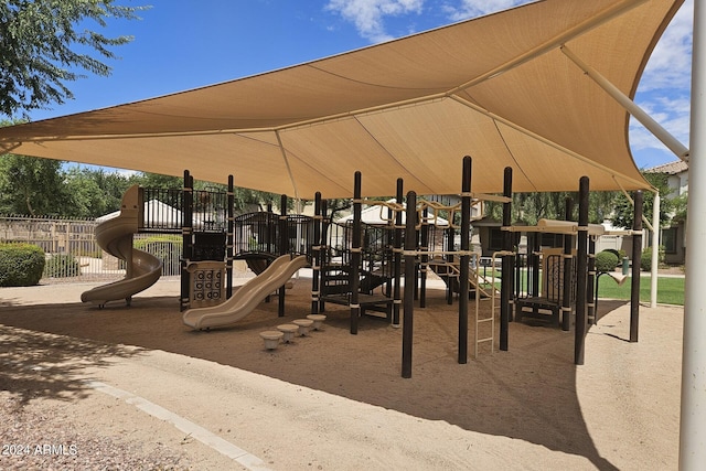 community play area with fence