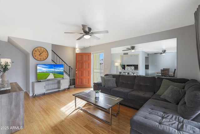 living room featuring light wood-type flooring