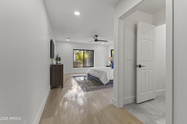 bedroom with light wood-type flooring