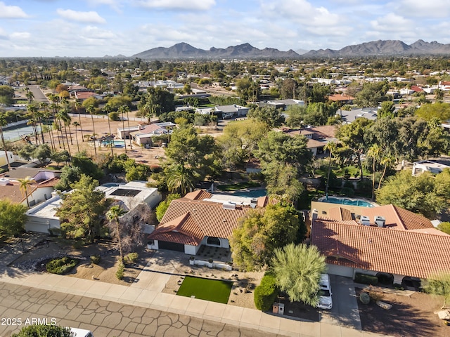 bird's eye view featuring a mountain view