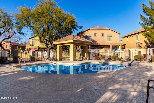 view of pool with a gazebo and a patio