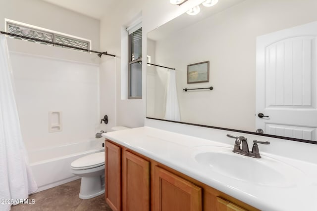 4495 E Woodside Way, Gilbert, AZ 85297 - full bathroom with tile patterned flooring, shower / bath combination with curtain, toilet, and vanity