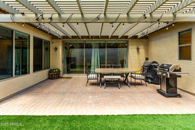 4495 E Woodside Way, Gilbert, AZ 85297 - view of patio / terrace with a pergola, outdoor dining area, and area for grilling