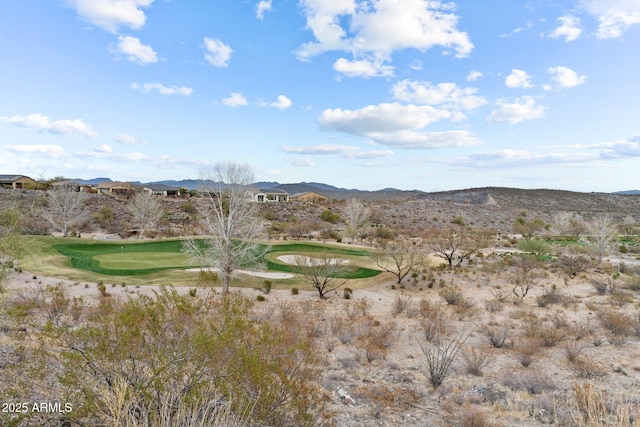 view of mountain feature with golf course view