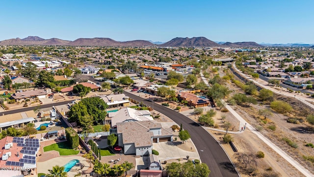 drone / aerial view with a mountain view and a residential view