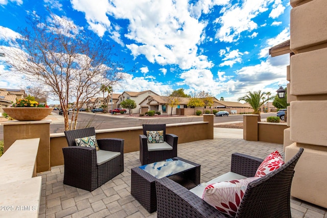 view of patio / terrace featuring an outdoor living space