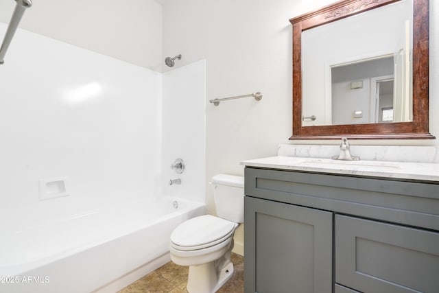 full bathroom with vanity, toilet, and shower / bathing tub combination