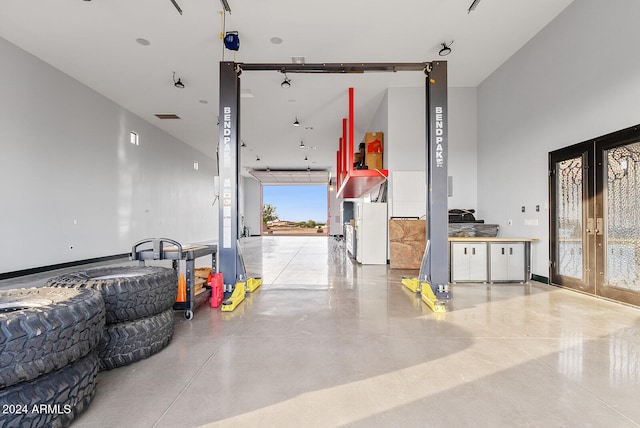 garage with french doors