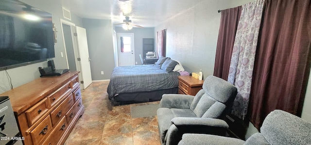 bedroom featuring ceiling fan