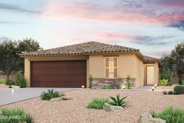 view of front of home with a garage