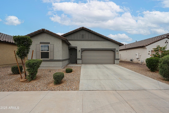 5721 W Coplen Farms Rd, Laveen, AZ 85339 - ranch-style house with a garage, driveway, stucco siding, and a tiled roof